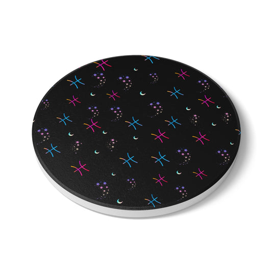 Pisces Zodiac Ceramic Coaster with Cosmic Design, Astrology Gift, Drinkware, Home Decor, Horoscope Collectible